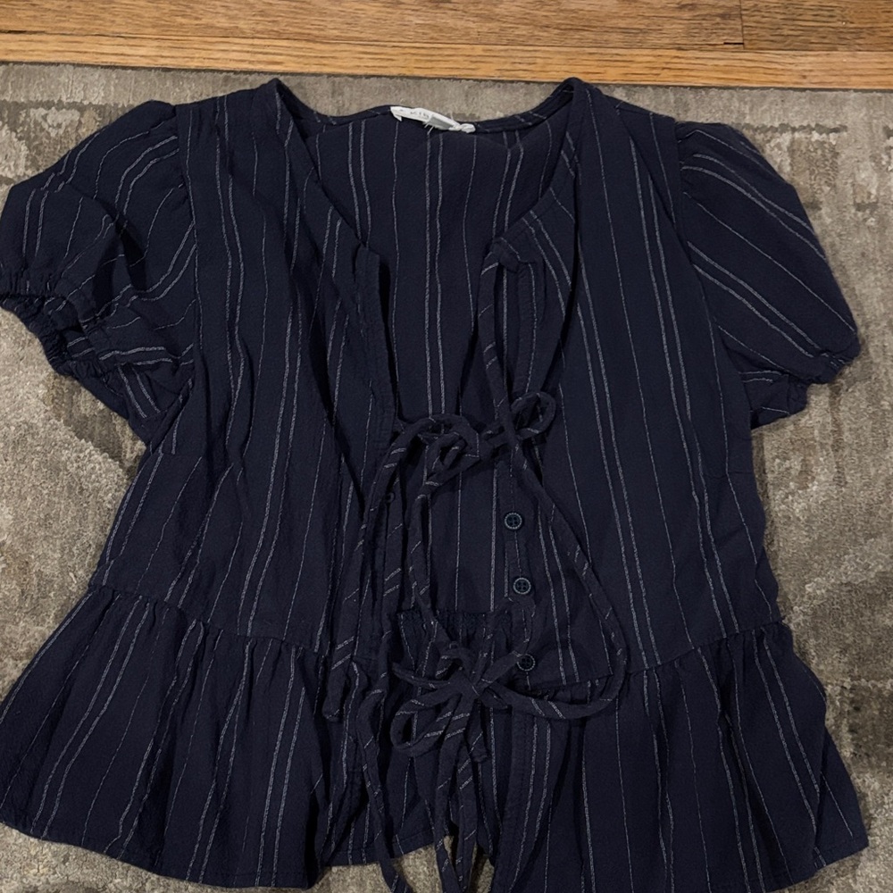 Navy Striped Women's Top